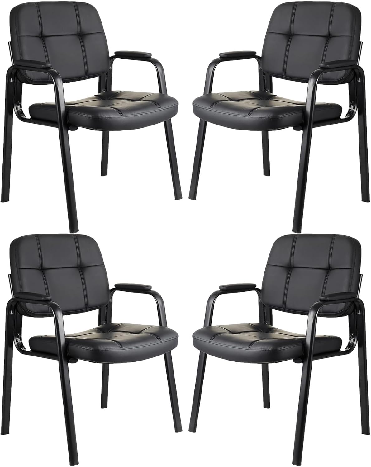 CLATINA Waiting Room Office Guest Chair with Padded Arms, Reception Meeting Conference Waiting Room Lobby Home Desk Big and Tall Executive Office Chair, Black (4 Pack)