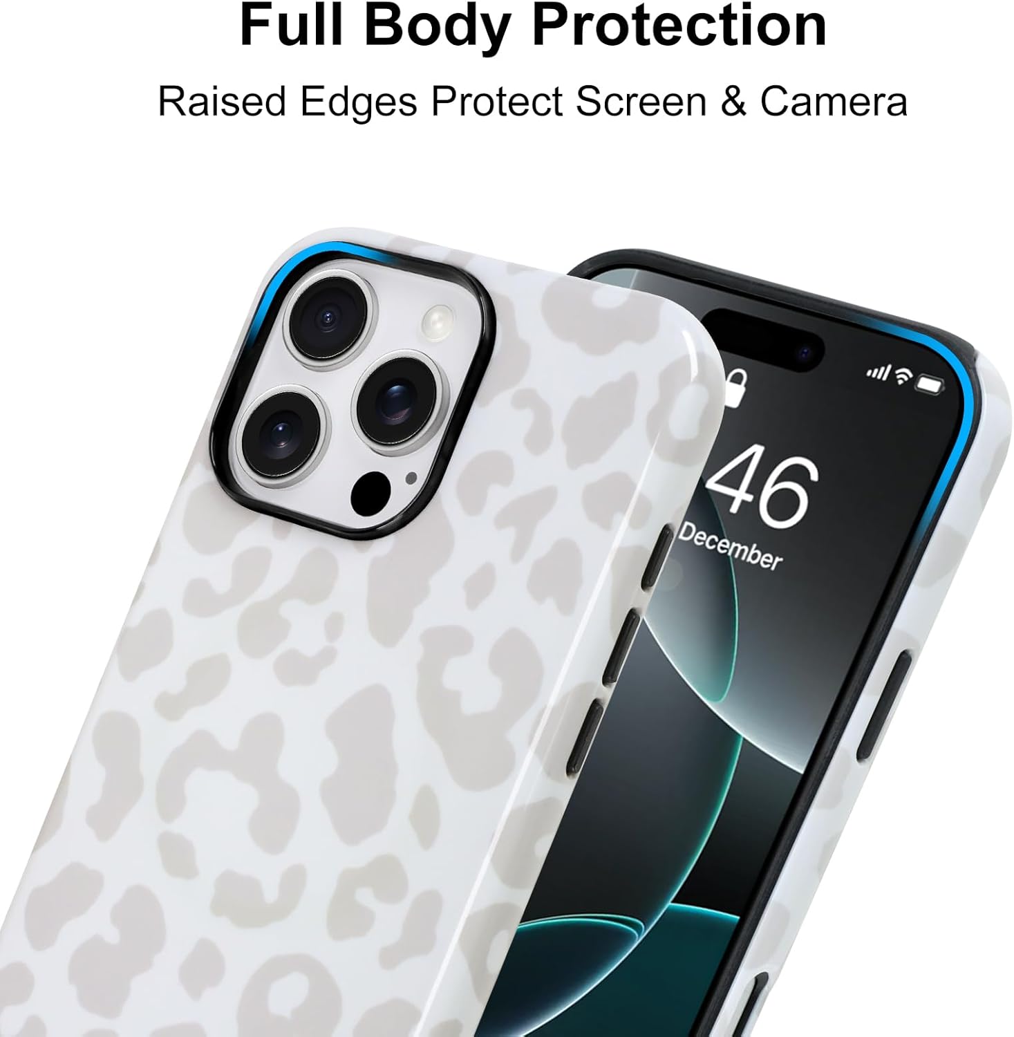 MZELQ Magnetic for iPhone 16 Pro Max Case, White Leopard Cheetah Pattern [Compatible with Magsafe Charging] 2 in 1 Matte Shockproof Protection Hard Phone Cover for Women Men