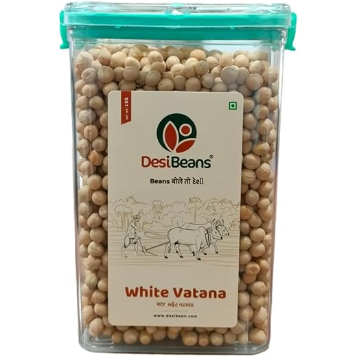 DesiBeans White Vatana, 1 Kg - Unpolished Protein-rich Pulses For Cooking & Sprouting | Gluten-free | White Matar Whole