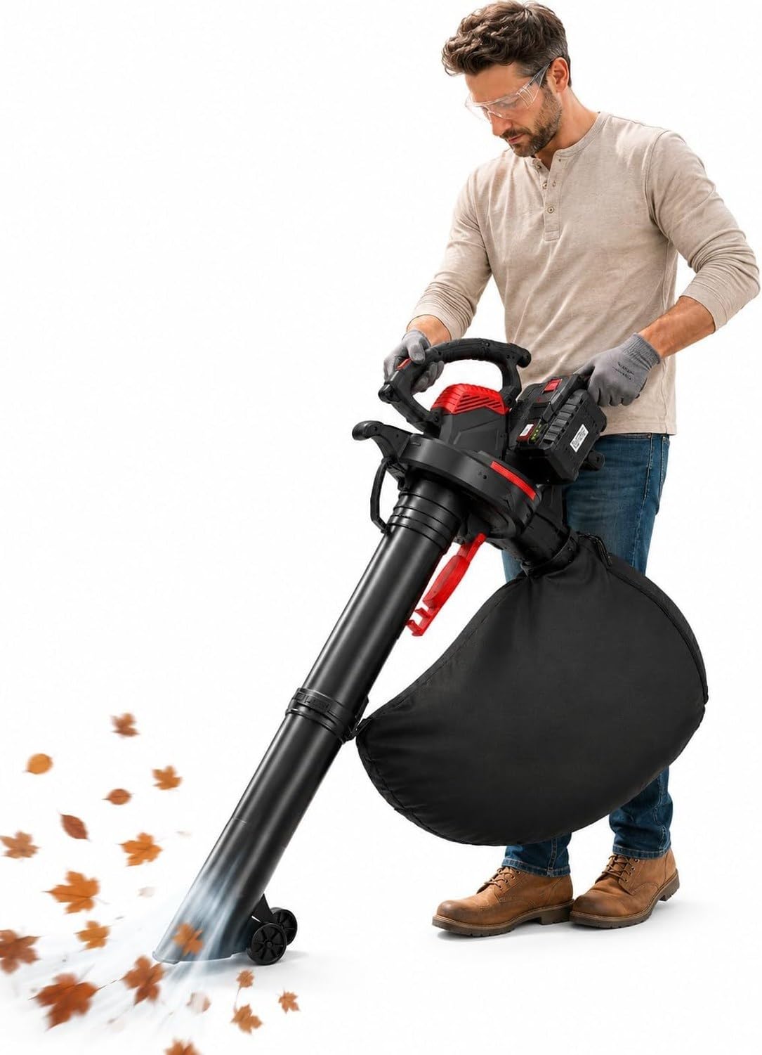 Aspirapolvere Soffiatore Foglie Senza Filo, Batteria Doppia 40V, Flusso Aria 156 CFM per Giardino