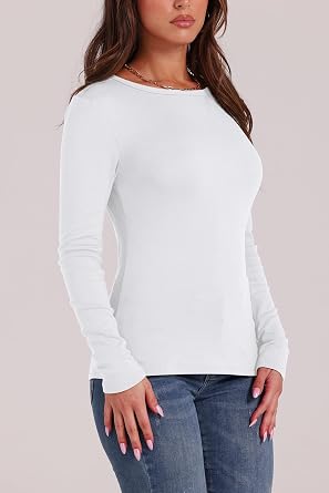 WIHOLL Long Sleeve Thermal Shirt for Women Light Fleece Tops Spring 2026 Crew Neck Casual Basic T-Shirts