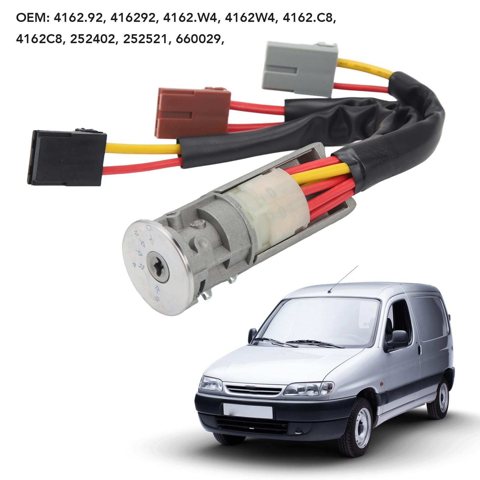 Interruptor de Contactor de Encendido, Cerradura de Cilindro de Dirección de Encendido con Llaves 252521 Reemplazo para AX para para Evasión para Jumpy para