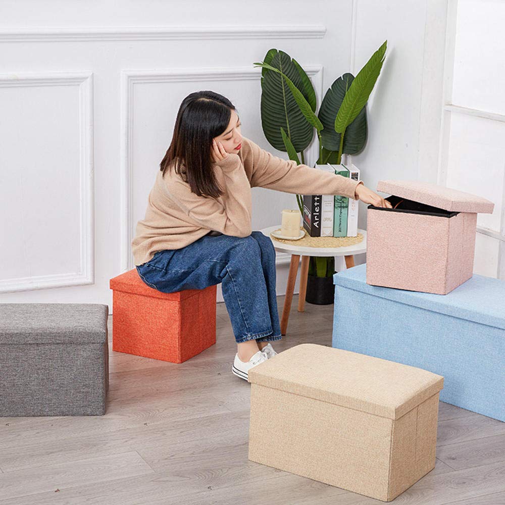 Pouf portaoggetti Pieghevole con coperchi, Sgabello cubo ottomano Pouf Quadrato Sedia Pieghevole in Tessuto poggiapiedi Portatile, per Sgabello, Scatola per Giocattoli Carico Massi