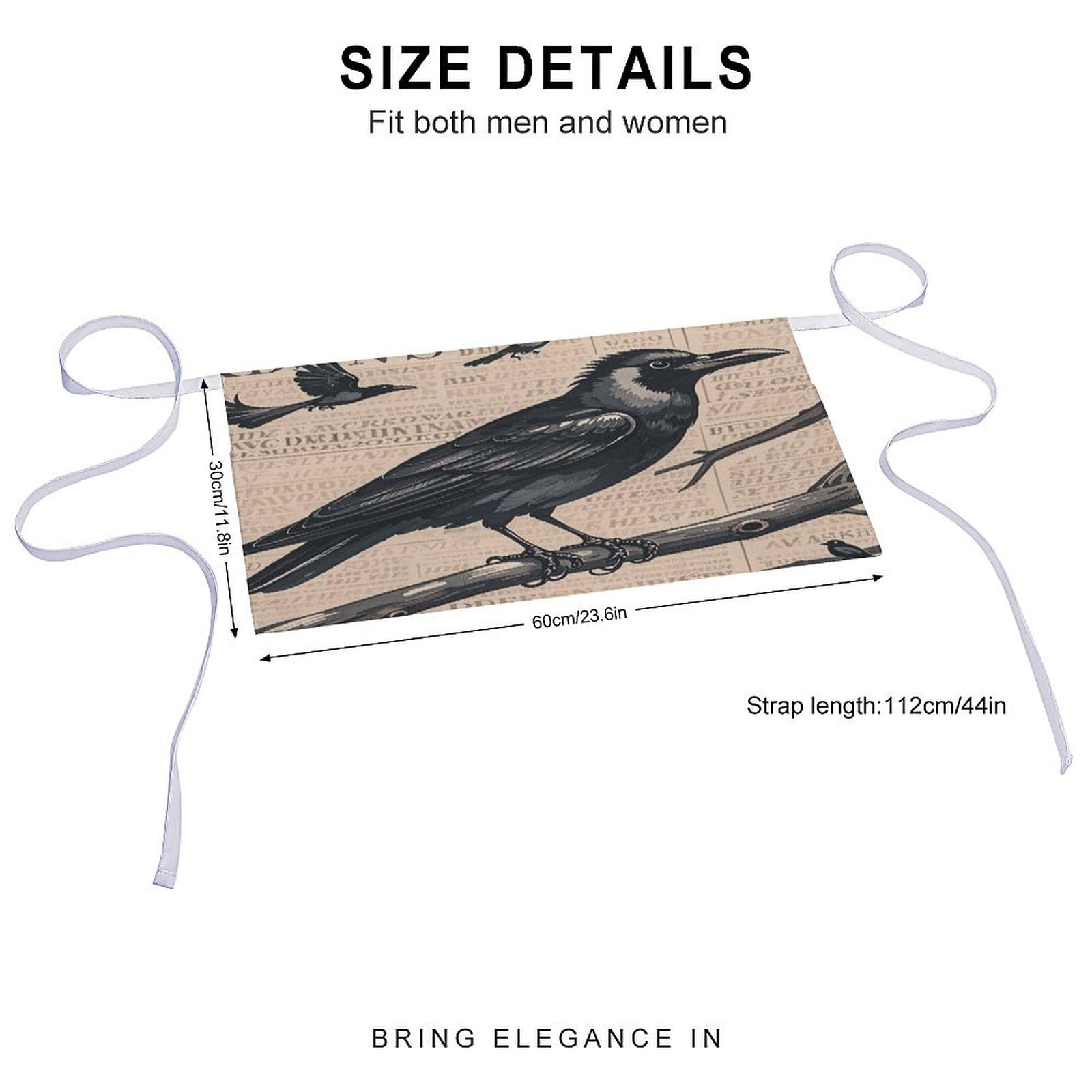 DJUETRUI The Mysterious Crow Adjustable for Women Men with Pockets Extra Long Lab Apron Butcher Apron Oxford Cloth Cotton Apron for Kitchen Cooking Baking