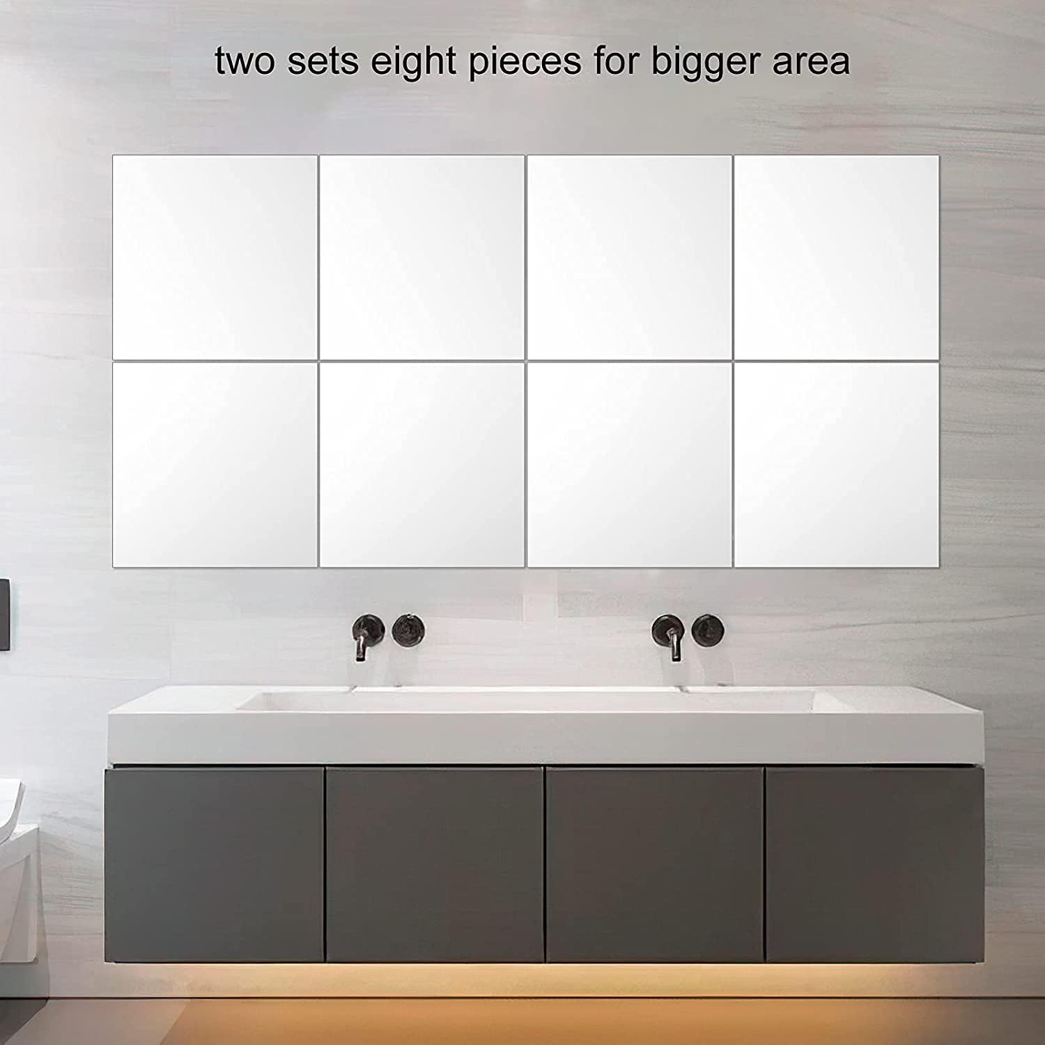 Full Length Body Mirror Wall Sticker, 4 PCS Removable Square Acrylic Mirror Wall Sticker, Flexible Non Glass Dressing Mirror Plastic Sheet Tiles Wall Decal Bedroom Bathroom Closet Door Home Wall Decor