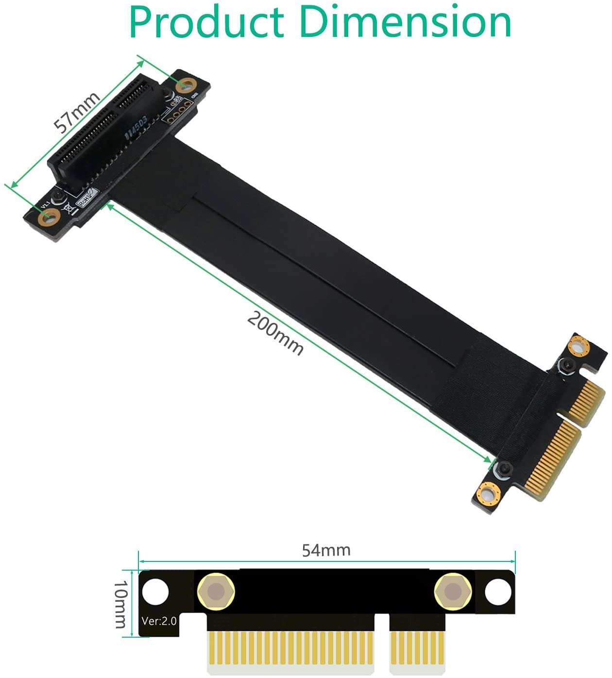 HLT PCI-e Express 3.0 Extension Cable With Gold-Plated Connector (4X 90 Degree, 20cm)