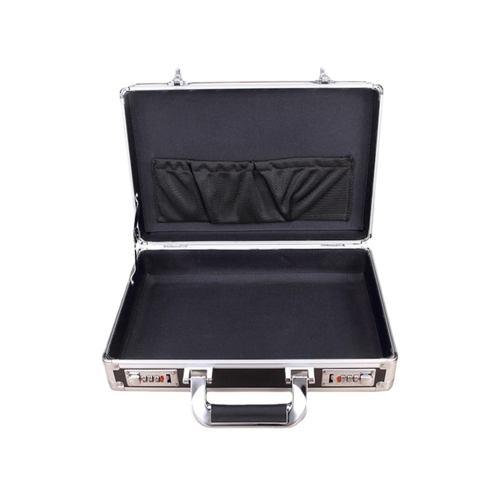 Aluminum Briefcase Small portable toolbox Aluminum alloy waterproof household file case hardware instrument box storage with lock organizer(Black empty box)