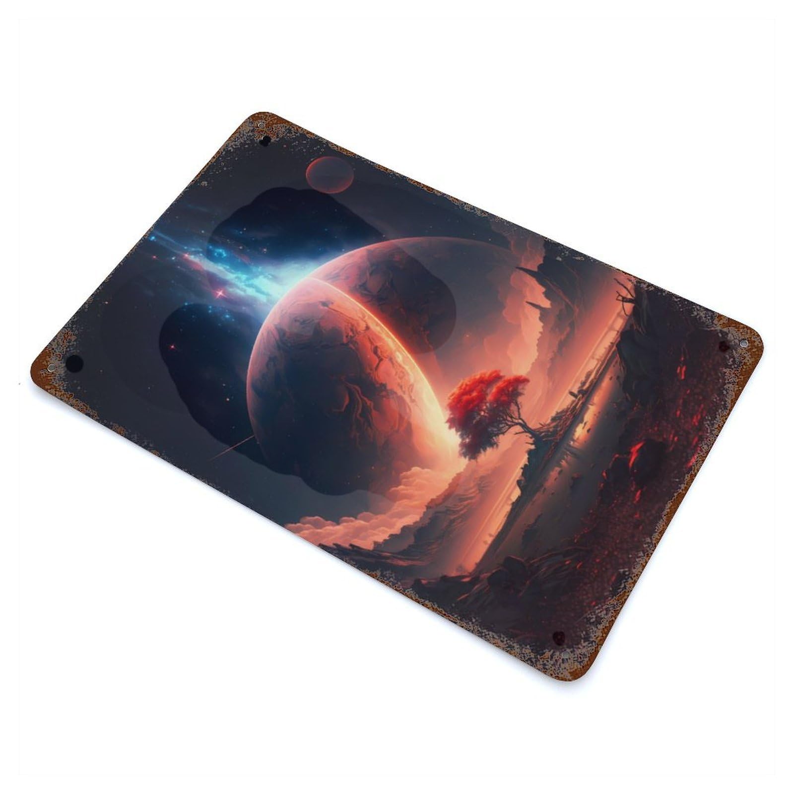 Grand Tree Universe Rusty Metal Tin Sign 11.8"x7.9", Ideal for Pub, Kitchen And Man Cave Decor