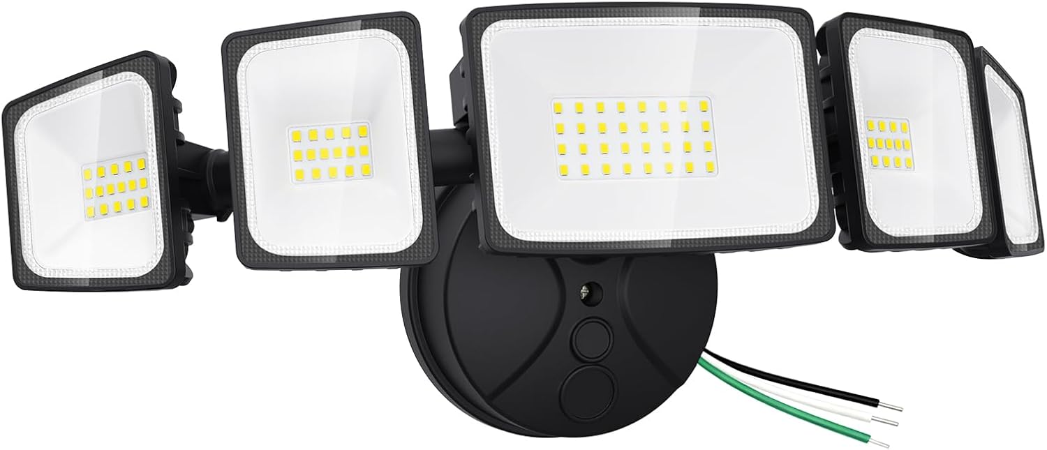 70W LED Flood Lights Outdoor Waterproof IP65, 5 Heads Exterior Security Lights, 6500K Super Bright Floodlight Fixture, Outside Light for House, Backyard