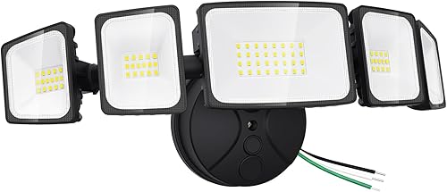 Luces de inundación LED de 70 W para exteriores, impermeables, IP65, 5 cabezales de luces de seguridad exteriores, 6500 K súper brillante, luz