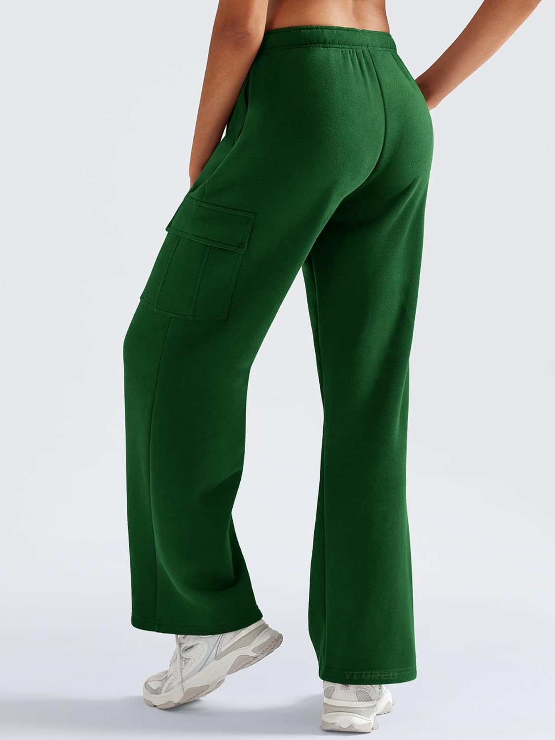 YEOREO Sweatpants Womens Cargo Pants Fleece Lined Wide Leg Joggers Baggy Drawstring Nairi Sweat Pants with Pockets - Image 8