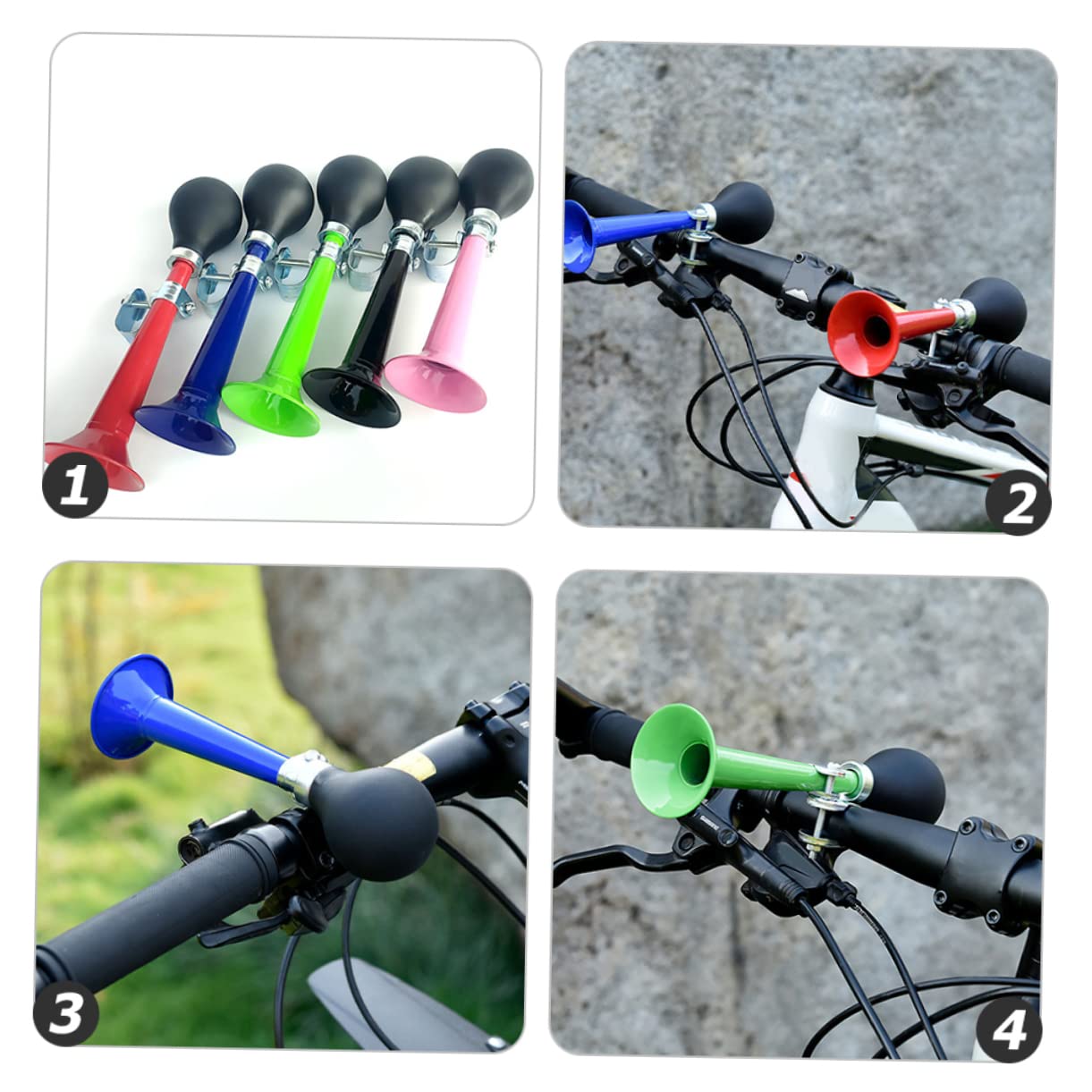 Klakson rowerowy, 6 szt. Klakson trąbkowy Klaun trąbiący Róg Wyciśnij róg Klakson rowerowy dla dorosłych Rower Bugle Róg Wyciśnij żarówkę Klakson pneumatyczny Klaun Róg Klaun