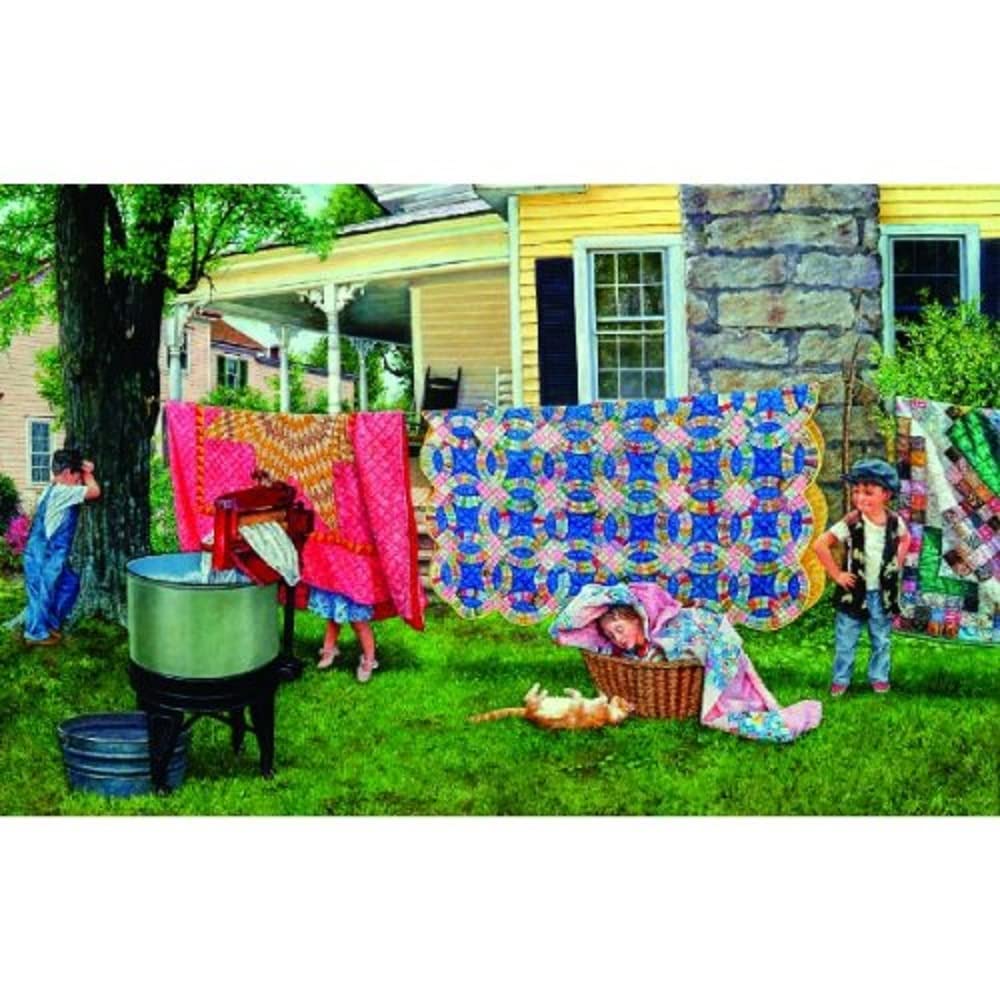 SunsOutHide N Quilt - 550 pc Jigsaw Puzzle by Artist: Susan Brabeau - Finished Size 15" x 24" - MPN# 44268