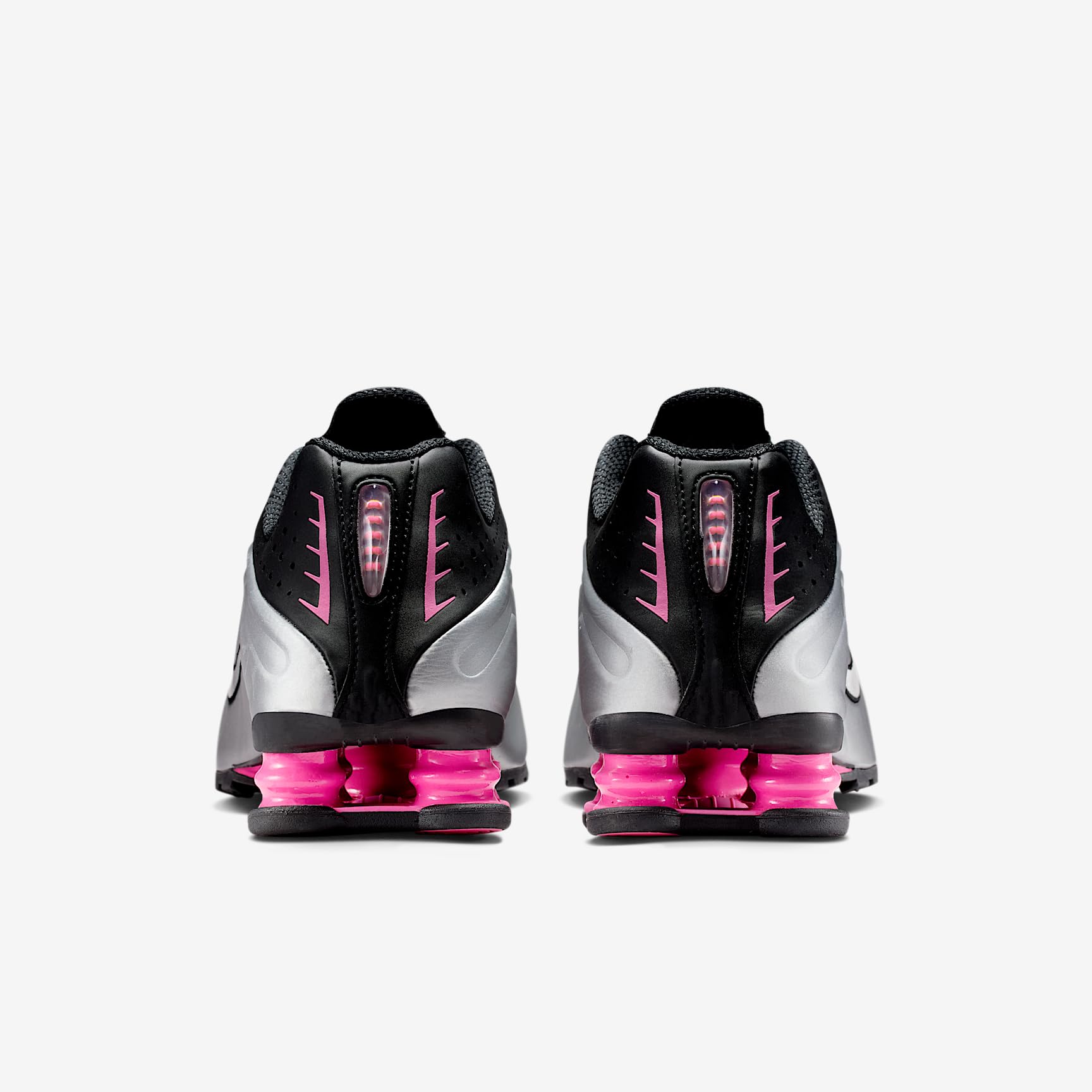 Nike Shox R4 Scarpe Donna (Nero/Pinksicle/Metallico Argento)