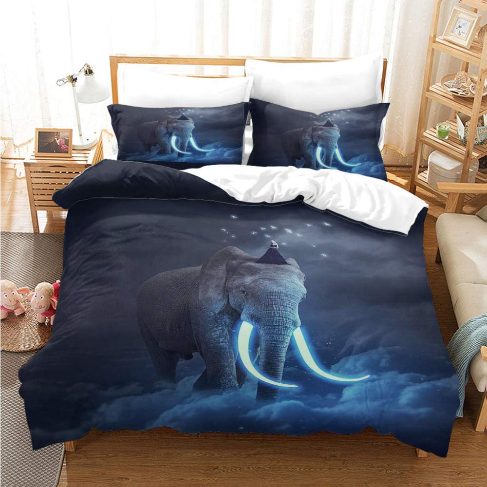 3D zestaw pościeli z tkaniny zaciętej – 155 x 200 cm + 50 x 75 cm x 2 zestawy pościeli z mikrofibry 3 szt., zapięcie na zamek błyskawiczny, hipoalergiczne, łatwa w pielęgnacji miękka mikrofibra, 2 poszewki na poduszki, ukryty zamek błyskawiczny, podwójny
