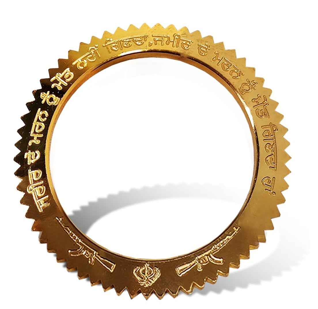 Airtick (2 x 16 Size Golden Color Trending Stainless Steel Metal WaheGuru Ji Punjabi Khanda Sikh Sardar Khalsa Symbol/Logo Hand Cuff Sarbloh Sharp Teeth Chakkri Zig Zag Design Wrist Kada (B0CCL7LP2V) Amazon Price History, Amazon Price Tracker