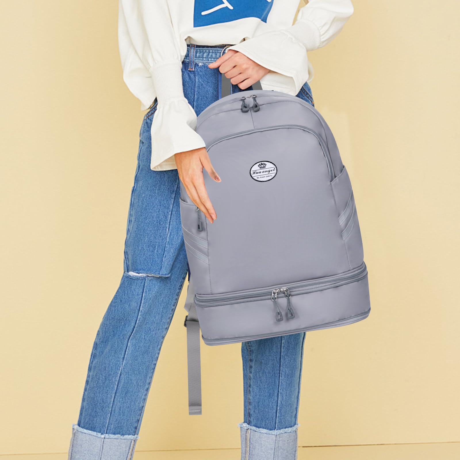 HUA ANGEL Zaino Impermeabile All'aperto On Scomparto Per Scarpe Zaino Da Viaggio Pieghevole 36-55l Scalabile Leggero Antifurto Zaino Sportivo Unisex per Palestra Nuoto Affari viaggi