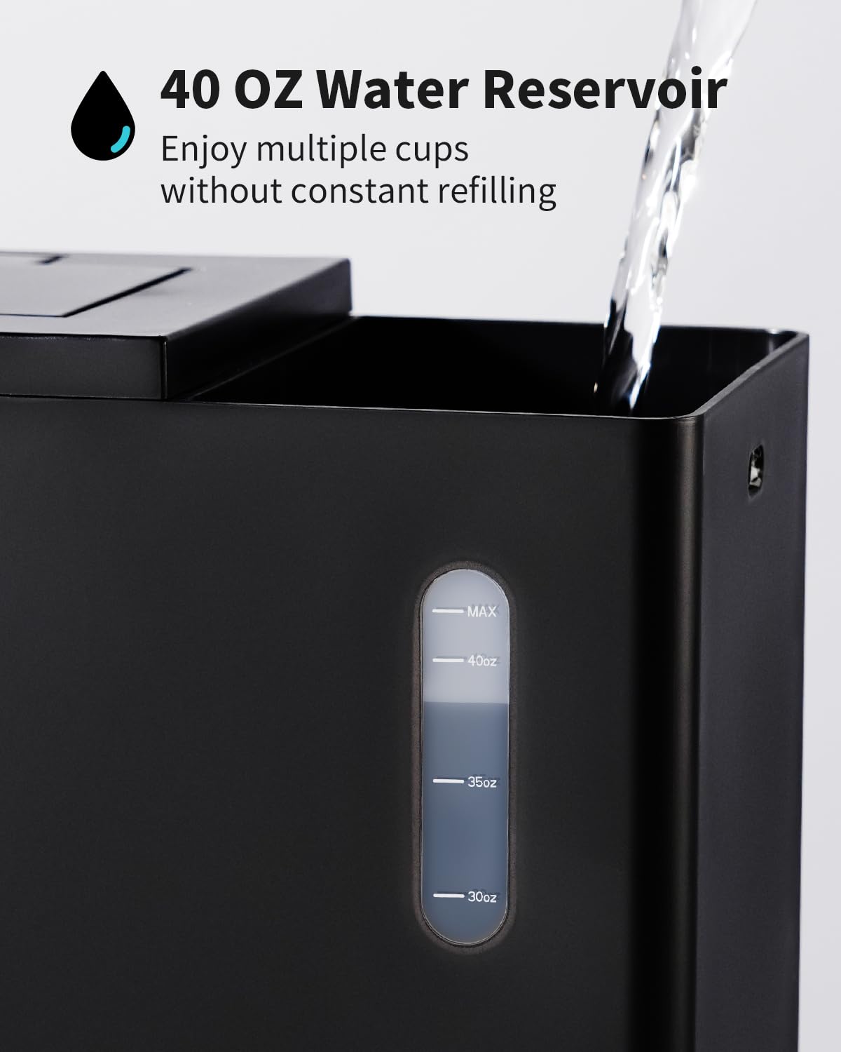 KIDISLE Hot & Iced Single Serve Coffee Maker for K Cup & Grounds, 6–16oz Brew Sizes, 40oz Water Tank, Reusable Pod Filter, Easy-to-Use for Home, Office, Dorm, Black — view 4