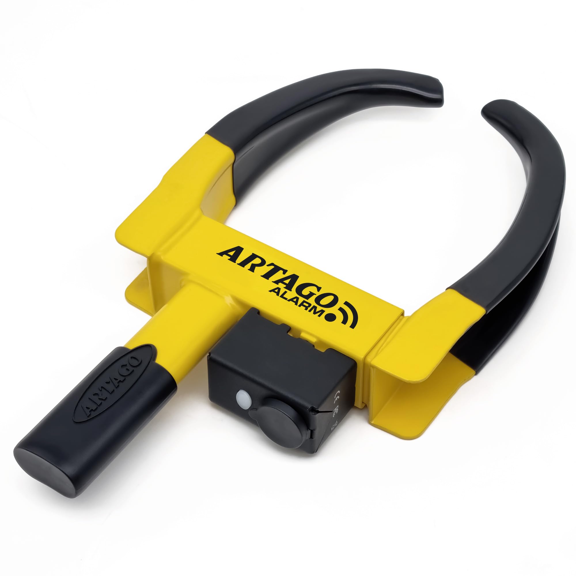 ArtagoART872 Wheel Clamp with Alarm 120db, Dont Touch System, Anti-Rust Treatment, Button ON LED Light, CR2 Battery Long Life, Anti-Theft Universal Auto Immobilizer Car Trailer Caravan Van