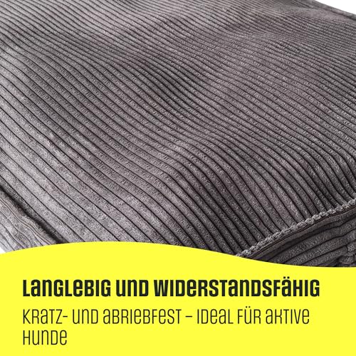 Extrasen Hundebett Hundekissen Cord Große Hunde Waschbar Abriebfest 100 x 70 cm Grau XXL