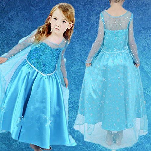 Amazon 子供 ワンピース ディズニー Frozen エルザElsa アナと雪の女王 ギッズ服 女の子服tzj011 (身長110