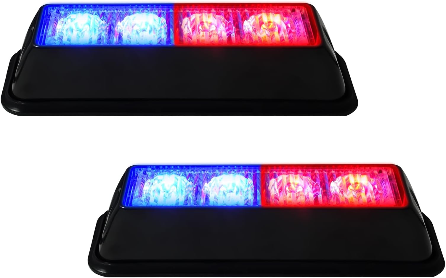 YM E-Bright 2-Pack Red Blue Dual Colors 4 LED Car Flash Light DRL Truck Warning Caution Emergency Construction Strobe Light DC 12V-24V