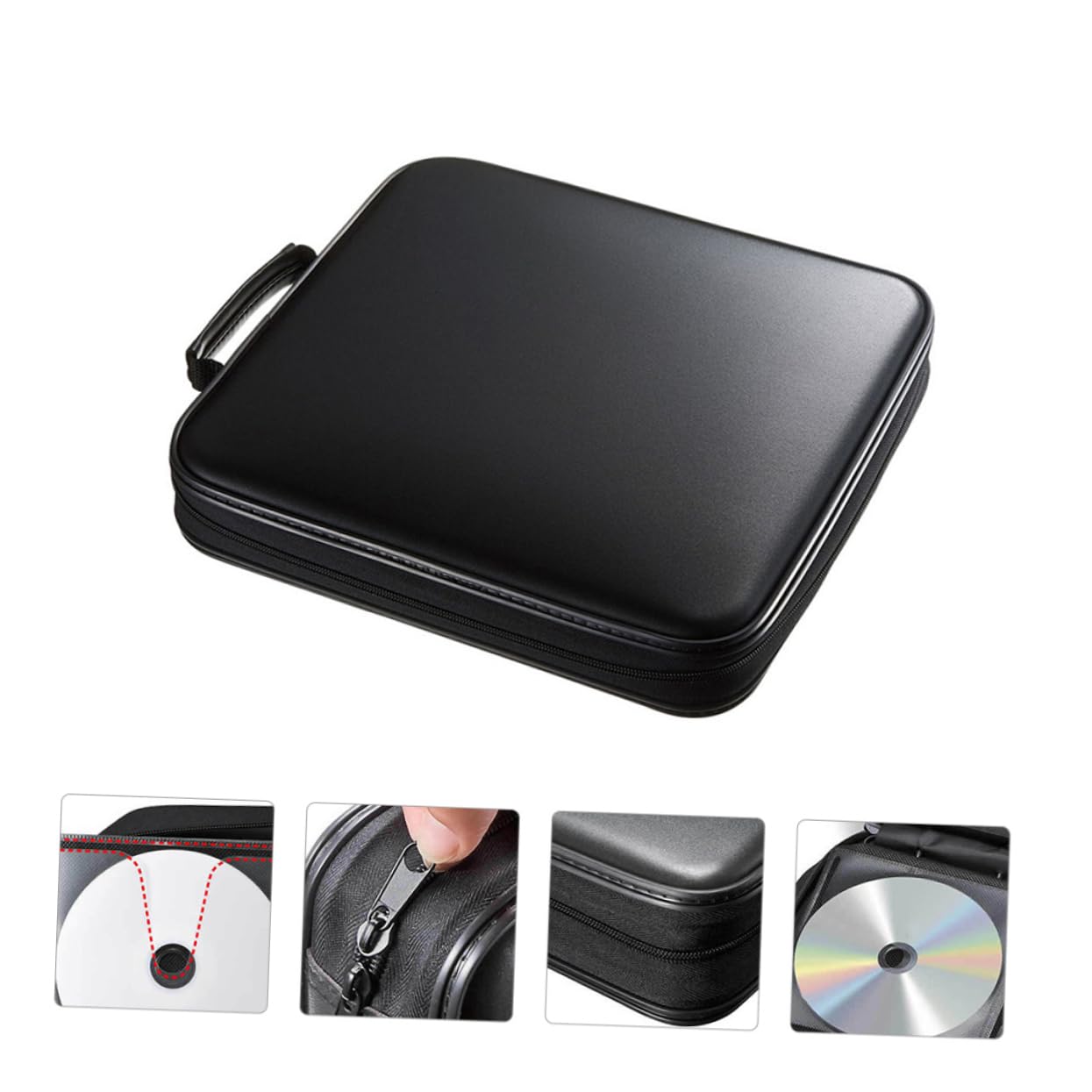 Hemobllo Custodia per Dvd di Grande Capacità Borsa Porta Dvd Maniglia Chiusura Cerniera Protezione da Graffi per Dischi