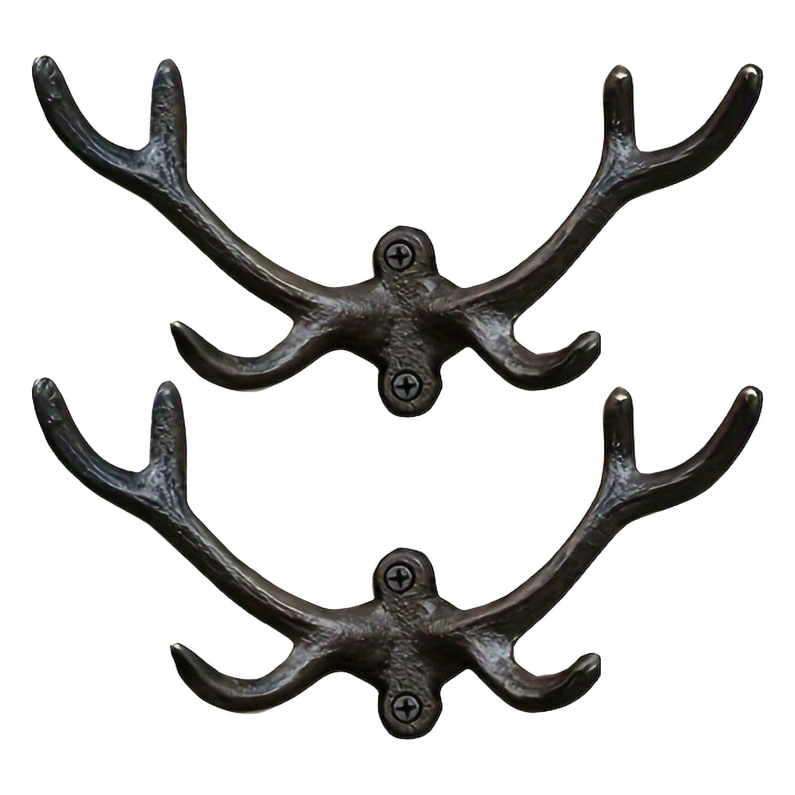 OUNONA 2 Wandhaken aus Gusseisen in Geweihform, rustikale
