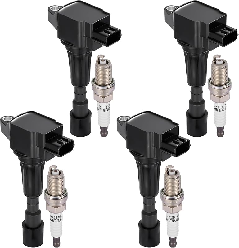 Kit de bobinas de ignição UF655 e velas 7090 BDFHYK para Mazda 2 1.5L L4 2011 a 2014 – 8 itens