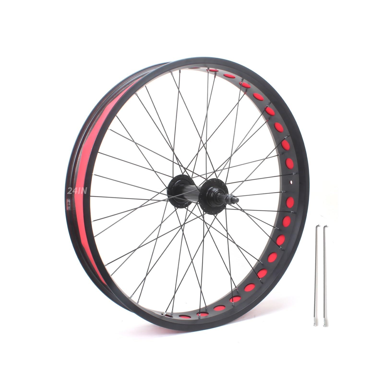 ZXGSXIOU 20in/24in/26in X 4.0" Fat Tire Bike Wheels Disc Brake Snow Front Rear Wheel Solid Shaft 135mm/195mm 36H Hubs Beach Wheelset For 7/8/9/10s Rotary Freewheel 14G Spokes E-Bike