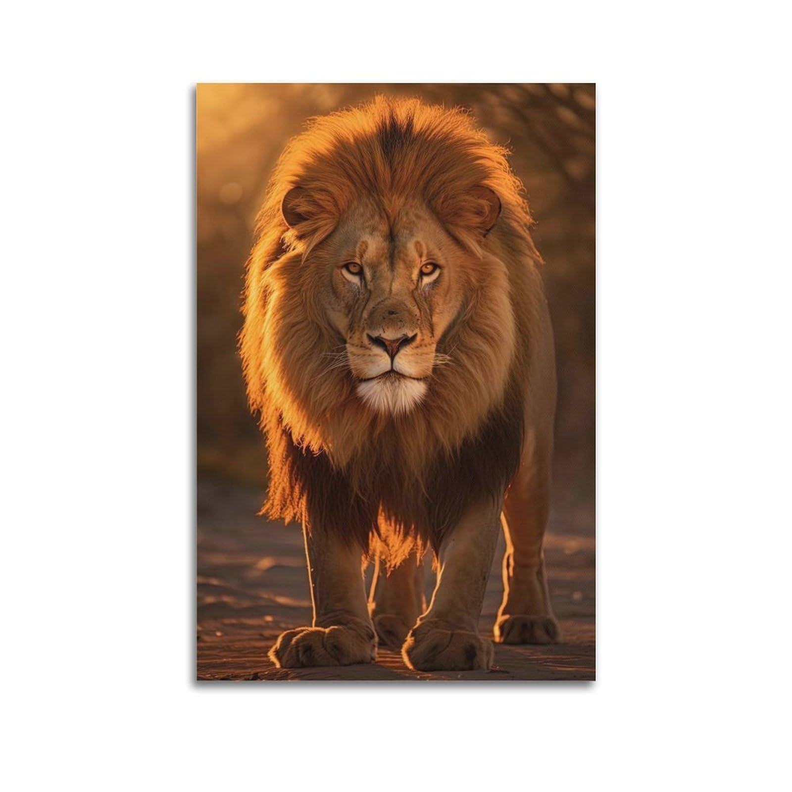 Lvalogy Animal Lion Poster Africa Wildlife Realistic King of The Jungle Sunset Savannah Art Poster