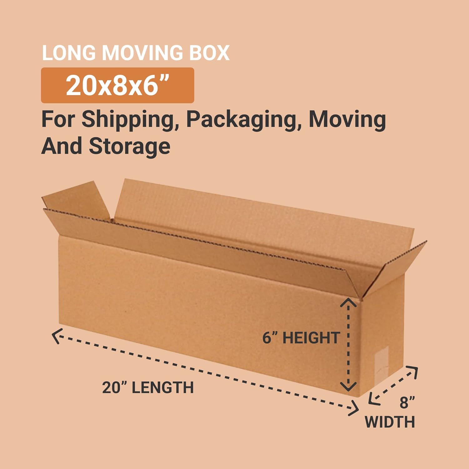 BOX USA Shipping Boxes Large 20"L x 8"W x 6"H 25-Pack - Corrugated Cardboard Box for Moving, Mailing, Packing, Packaging and Storage