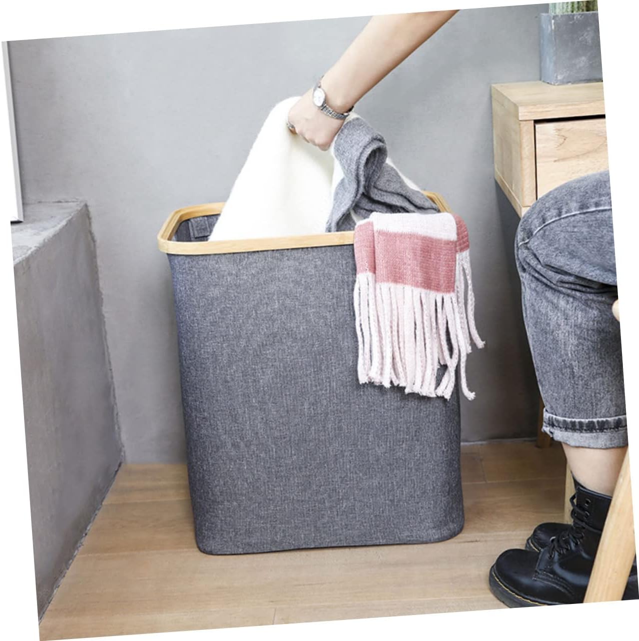 Alipis Folding Laundry Basket for Dirty Clothes Cloth Sundries Holder Compact Storage Hamper for Home Use