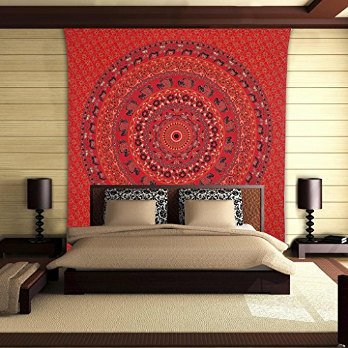 Rangsthali Coton Décor mural Lit double Mandala Tapisserie hippie boho Couvre-lit Lit India Cover