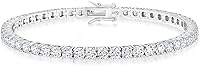 KRKC Women's Tennis Bracelet 14K White Gold Plated AAAAA+ CZ 2-5mm Sparkling Hypoallergenic Jewelry, Adjustable 6.5-8in Gift
