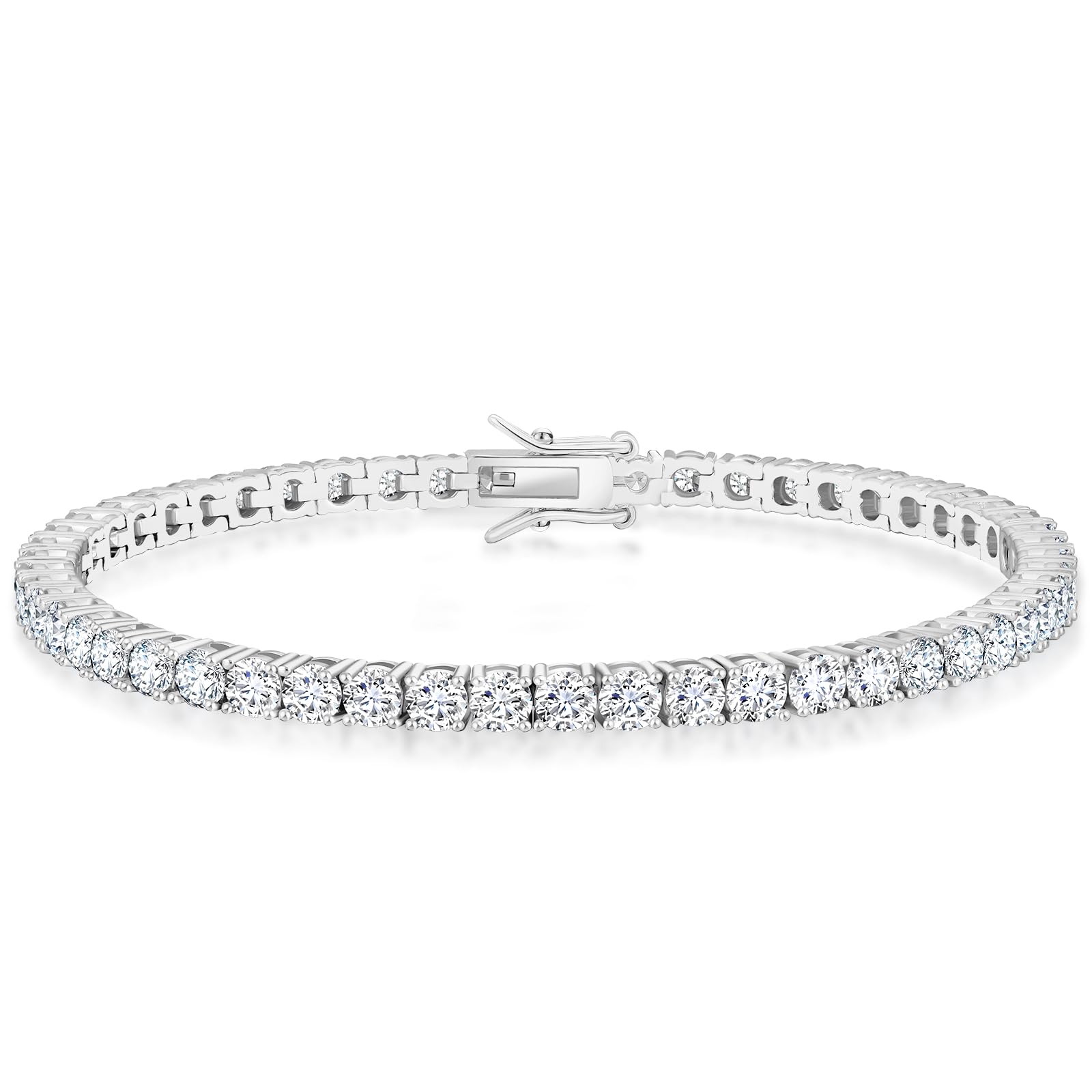 KRKC Tennis Bracelet for Women 14K White Gold Plated, AAAAA+ Classic Cubic Zirconia Bracelet with 2mm-5mm Width, Durable Gold Bracelets Jewelry Christmas Gift, Size 6.5-8 Inches Hypoallergenic