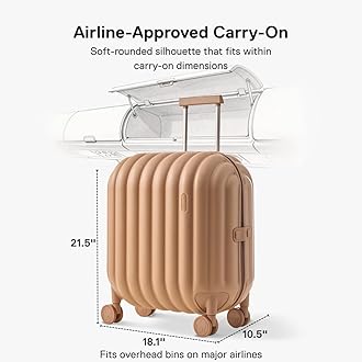 artrips Carry On Luggage 20 Inch for Business Travel & Short Trips, Italian-Inspired Lightweight Hard Shell Suitcase, German PC Matte Shell, Airline Approved, TSA Lock, Brown