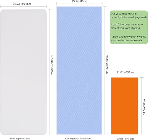 Miniatura 2 de Toalla de yoga caliente con punto de agarre de silicona densa, toallas antideslizantes para yoga caliente, absorbente y sudor antideslizante,