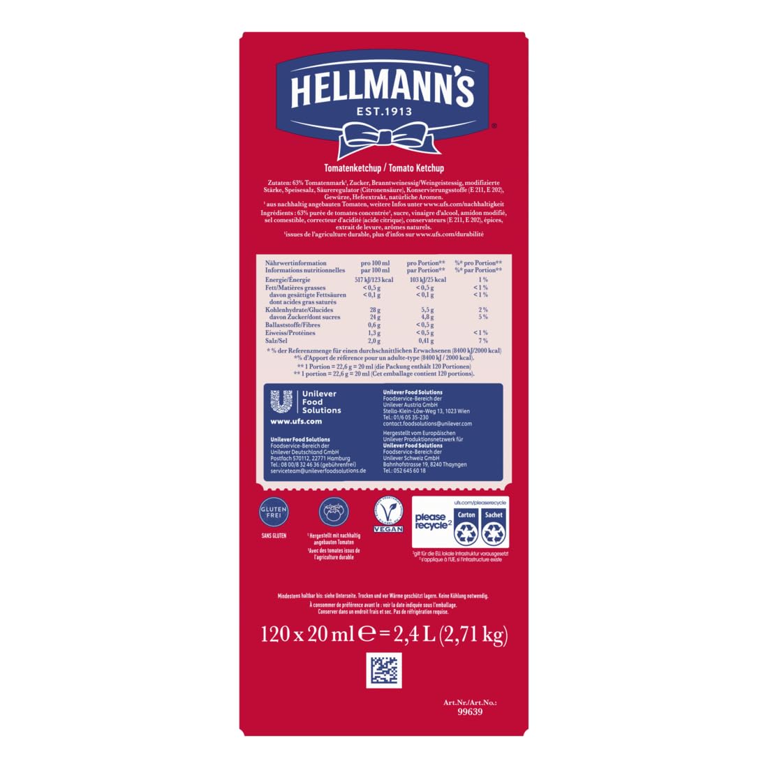 Hellmann's Tomato Ketchup 120x20ml