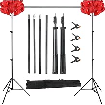 10ft Adjustable Photo Backdrop Stand Kit with Carry Bag & Clamps - Portable Background Support System for Studio, Wedding, Party Photography