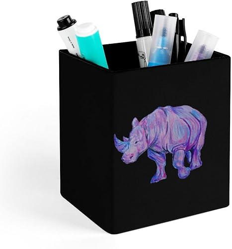 Rainbow Rhino - Soporte cuadrado para lápices, portavasos, caja de almacenamiento de escritorio, organizador de maquillaje, suministros para