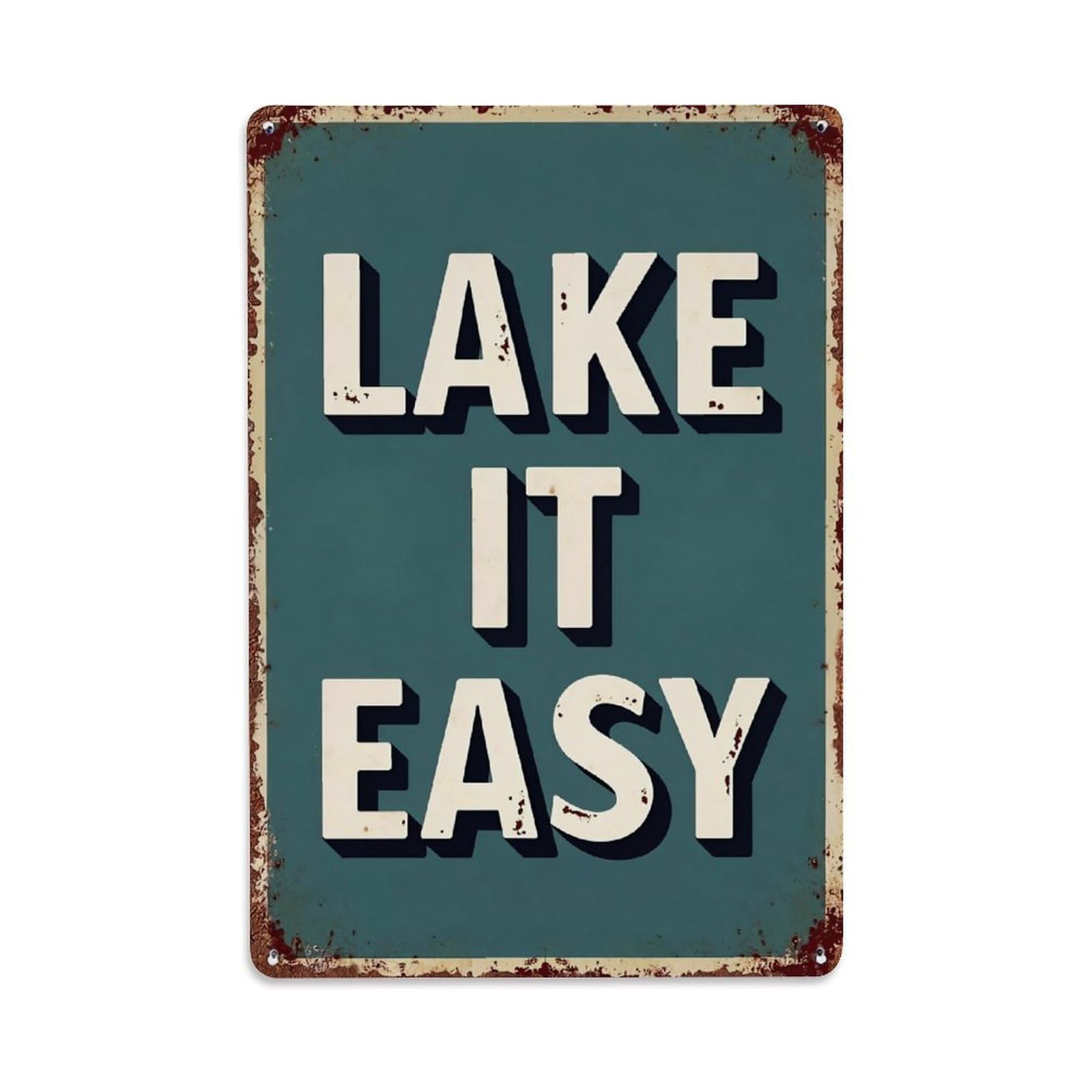 Jdfenggu Vintage Lake It Easy Sign Print Retro Metal Tin Sign, Decor Art Poster For Bar, Home, Man Cave, Kitchen, Laundry Room Gift 8X12inch