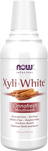 NOW Solutions enjuague bucal Xyliwhite sabor a neem y árbol de té refresca naturalmente el aliento limpia dientes y encías 16 onzas