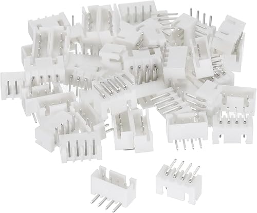 MECCANIXITY Conector de 0.100 in, adaptador macho de 4 pines, cabezal de clavija de ángulo recto, enchufe blanco para conexión de cable a placa, disponible en Yaxa Colombia