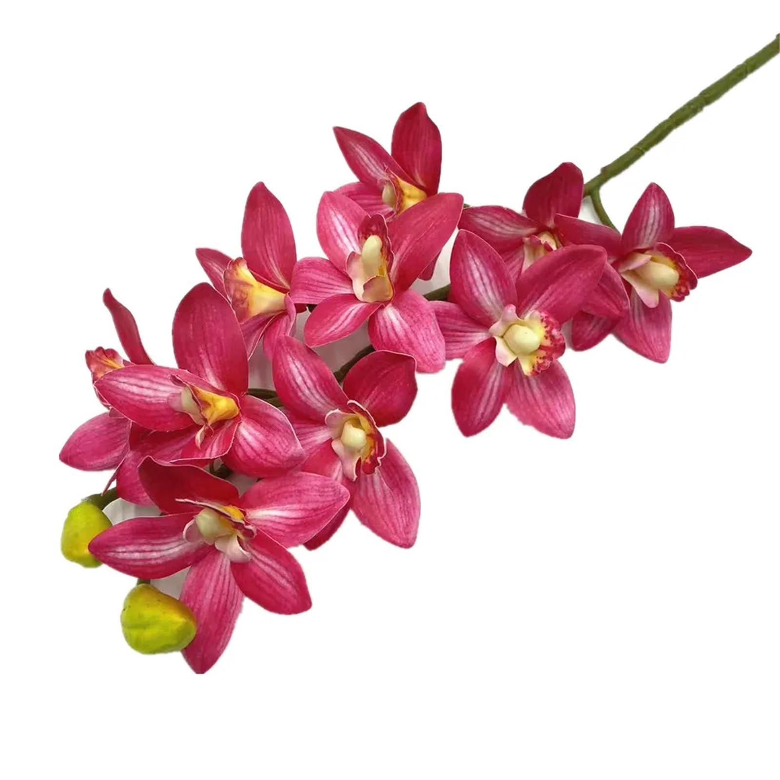 LuoAXINN Artificial Flower Branches 4pcs Artificial Cymbidium Hookerianum 10 Heads Simulated Vanda Phalaenopsis(Color8)