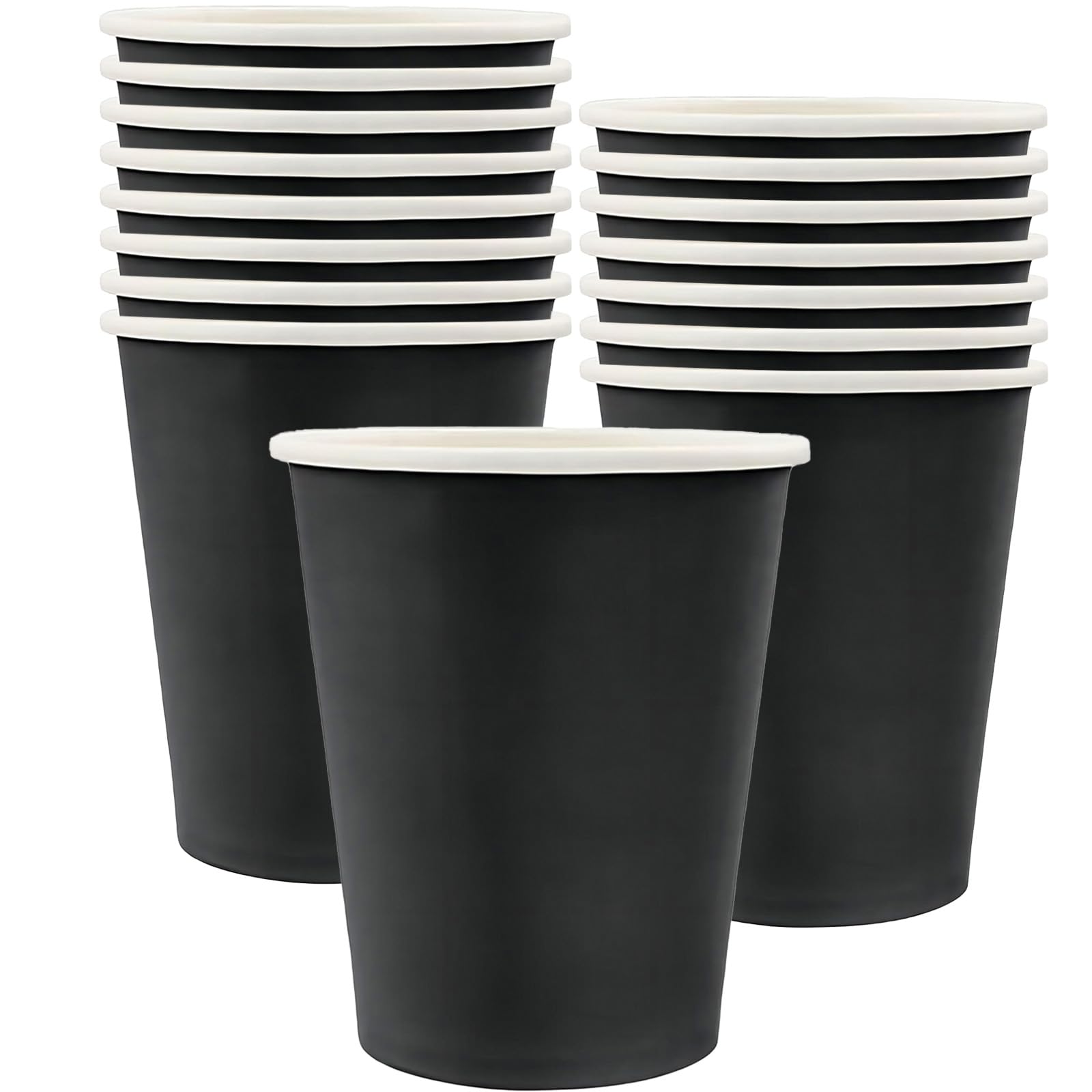 MOMAHUA 16P Party Cups,Black Paper Cup for Birthday,9oz/250ml Birthday Cups Solid Color Tableware,Table Decors for Wedding,Picnic,Sage Green Themed Party Supplies for 16 Guests — image 1