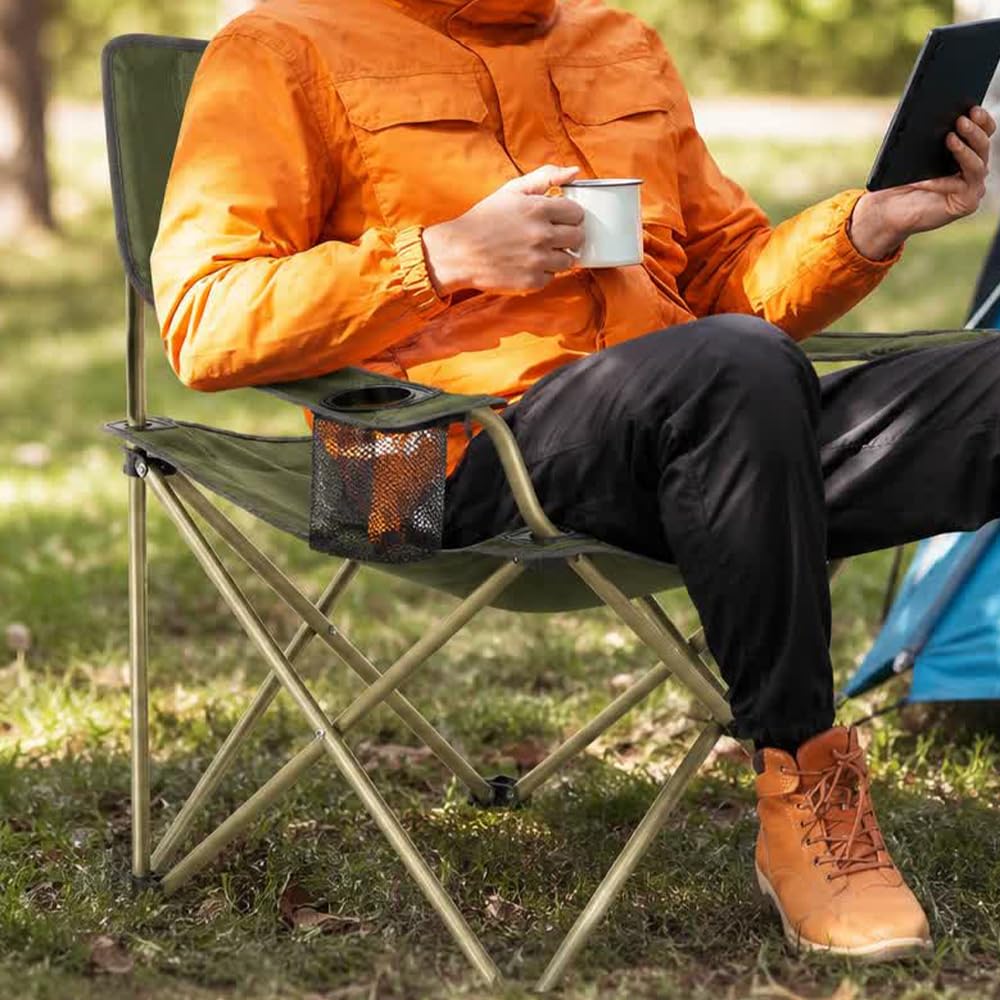 ROYAL SWISS 6 Stück Campingstuhl klappbar mit Getränkehalter & Tragetasche – Leichter Faltstuhl für Erwachsene, Camping, Angeln, Festival, Picknick, Strand und Sportevents