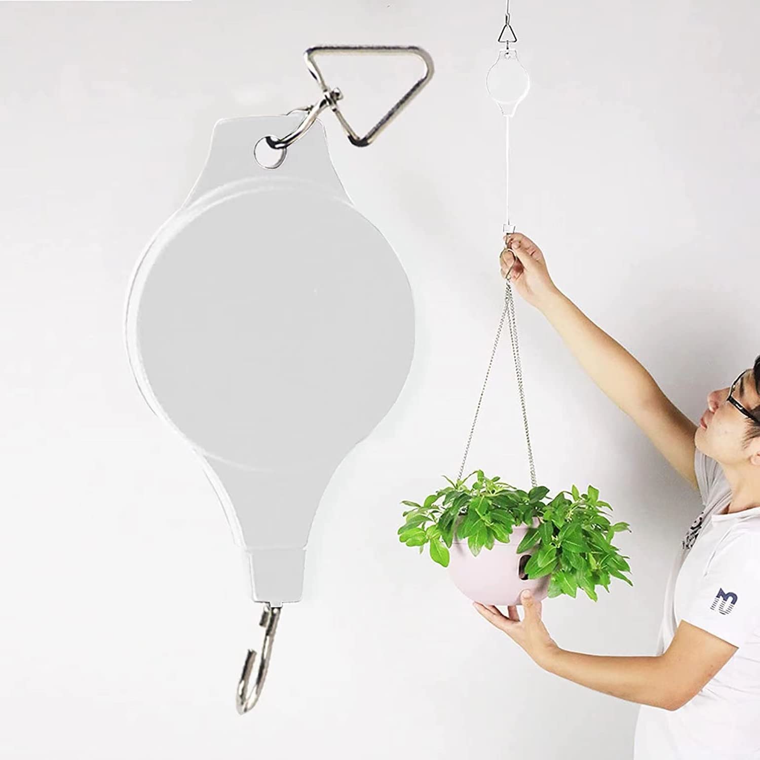 4 Stück Verstellbare Pflanzen-Umlenkrollen – Zum Aufhängen Von Blumenampeln, Körben Bis 15 Kg, Max. 90 Cm Länge