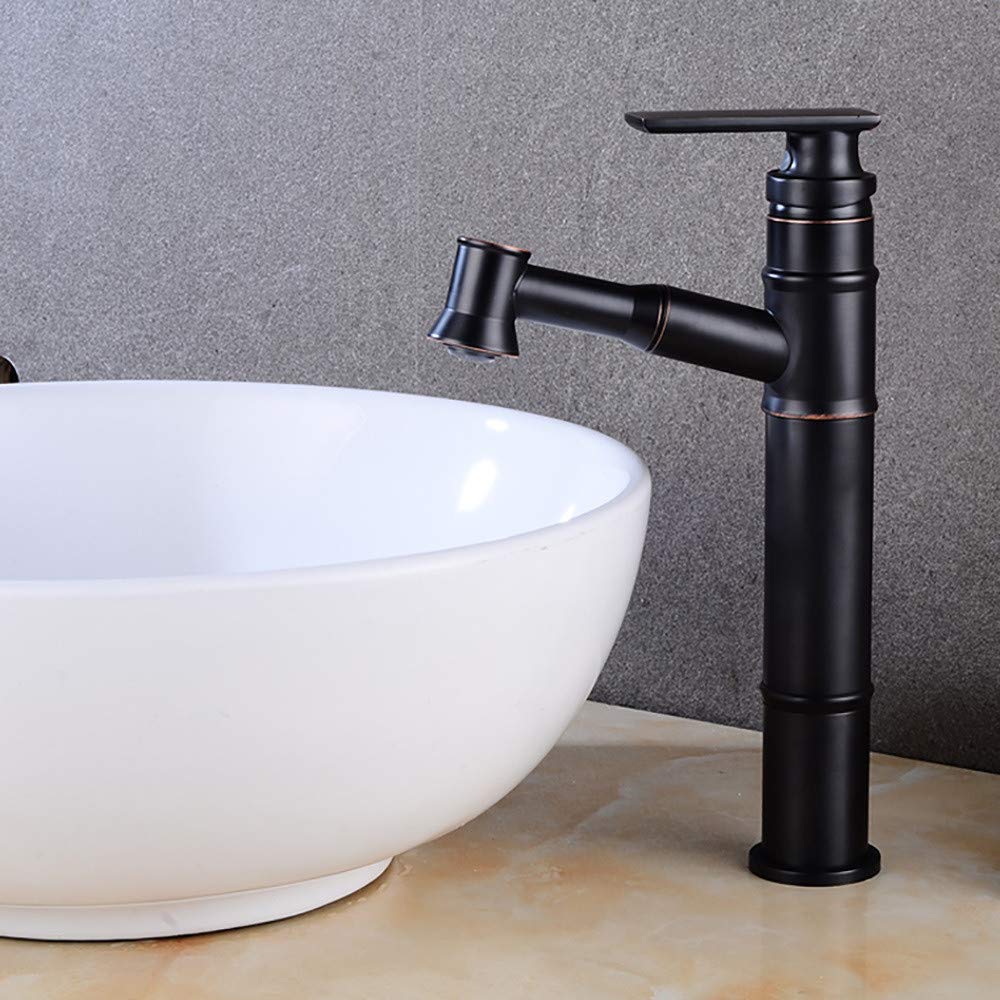 Mitigeur de cuisine en bambou avec tête de pulvérisation extractible et robinet évier cuivre