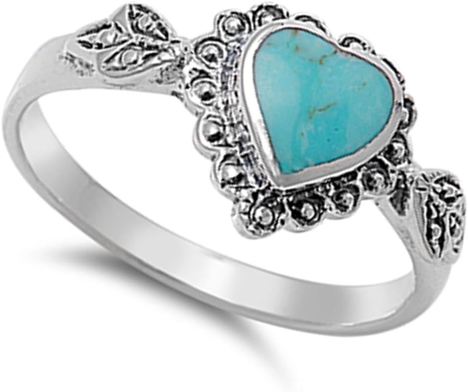 CHOOSE YOUR COLOR Sterling Silver Heart Promise Ring
